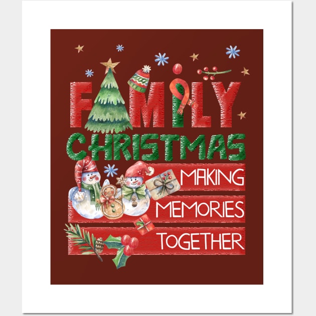 Happy Family Christmas Text Wall Art by i am Cuta